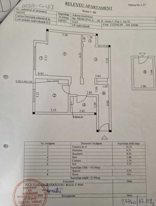 Vând apartament Comuna Cudalbi