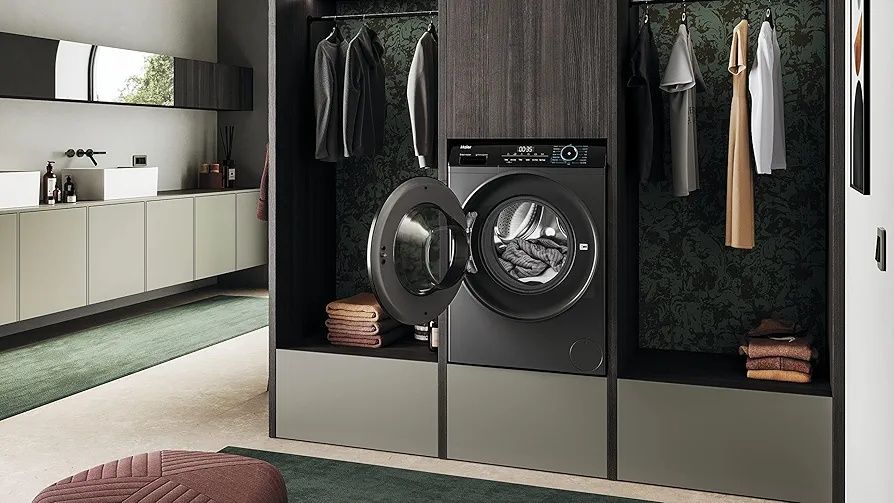 Нова инверторна Direct Drive пералня с пара Haier 9 кг антрацит