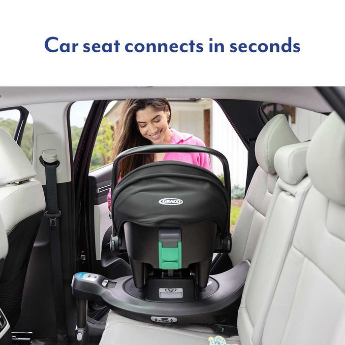 Scoică auto gri (din gama Graco Near2Me DLX) + bază isofix rotativă Graco SnugTurn 360°, ca noi