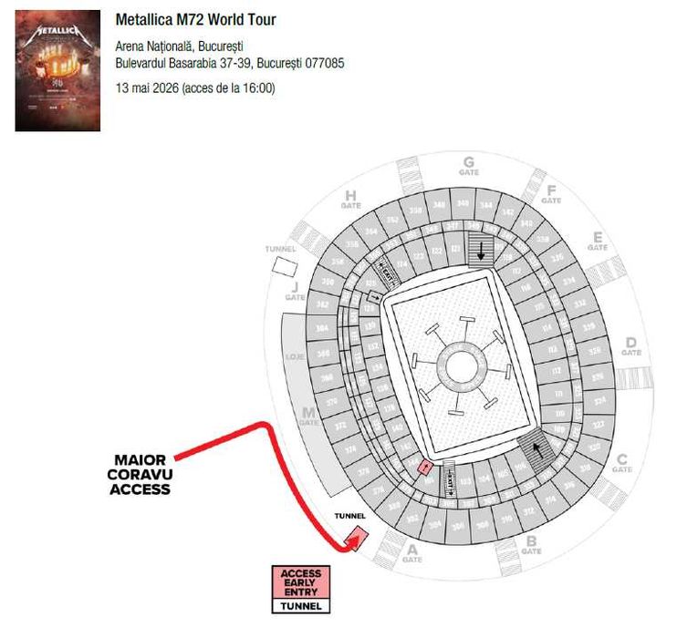 Metallica M72 World Tour FRANTIC Early Entry GA PACKAGE