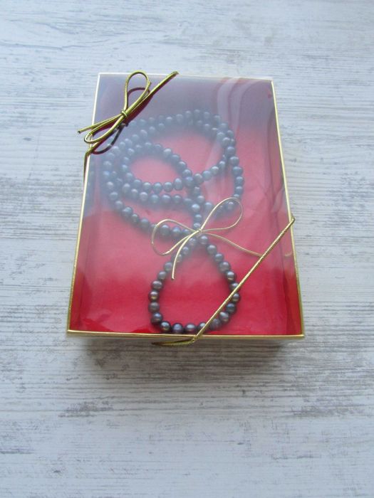 Естествени Черни Перли 78см  без закопчалка