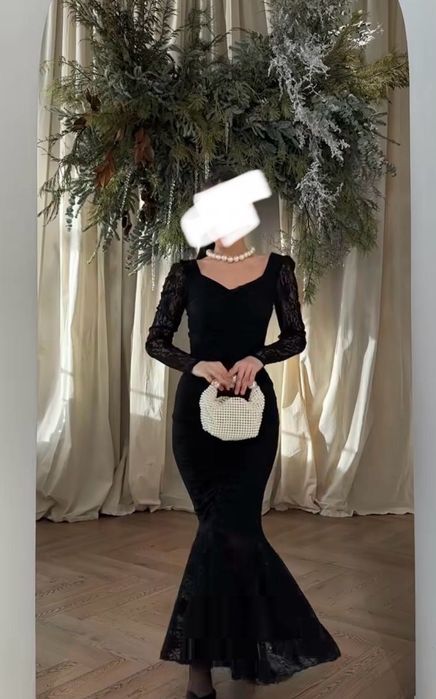 Черное платье полу кружевное