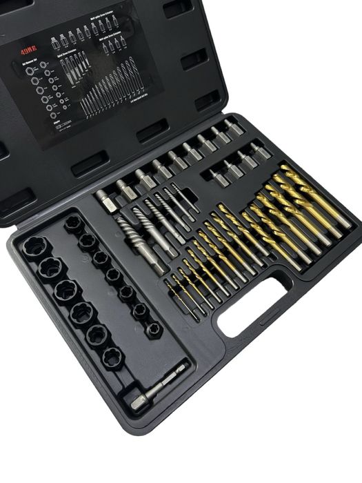 Комплект екстрактори за повредени болтове,винтове и шпилки 49части