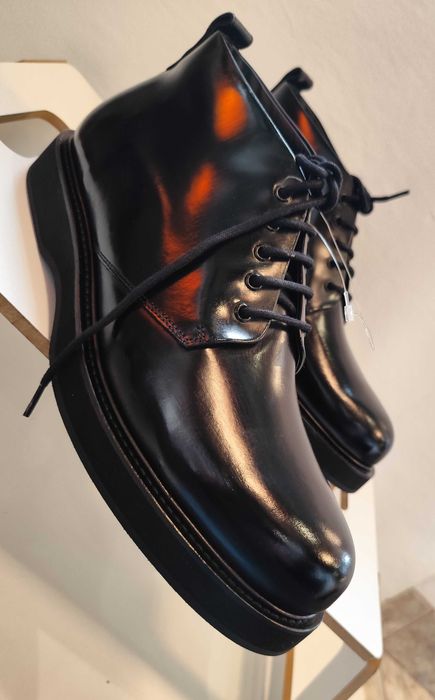 Ghete lace up 45 premium Massimo Dutti NOI piele naturala lucioasa