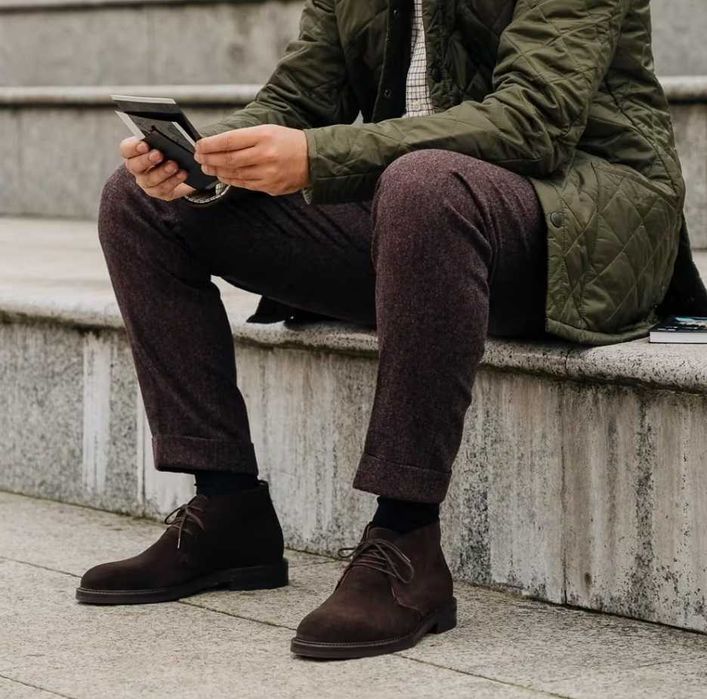 Ghete derby 43 chukka Aequus piele naturala moale suede