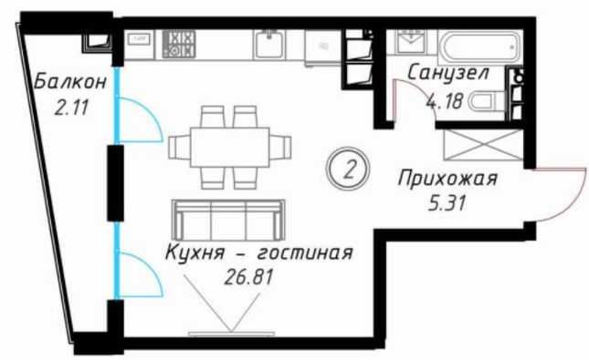 1-комн. в ЖК NUR у Алайского! •ЦЕНТР  •Сдача Июнь 2026 (S)