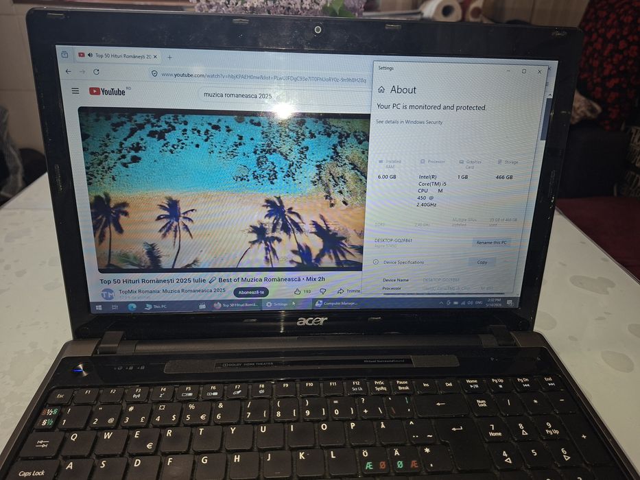 Acer Aspire 5745g, Intel i5, 500 gb, video dedicat,  6 gb ram
