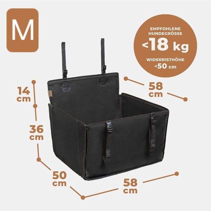 Супер стабилна седалка/ сгъваем твърд кош за куче за кола. Размери SML