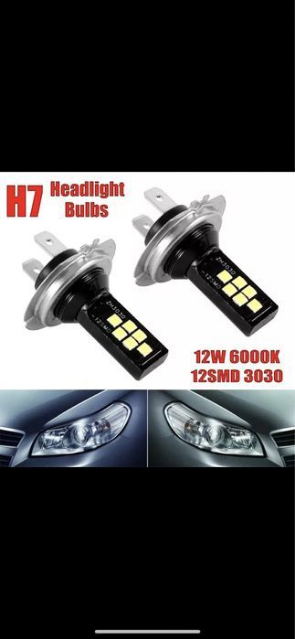 Set 2 Becuri Led H7 80w,Canbus,12SMD 3030,12-24V/6000K,1400LM
Set 2 B