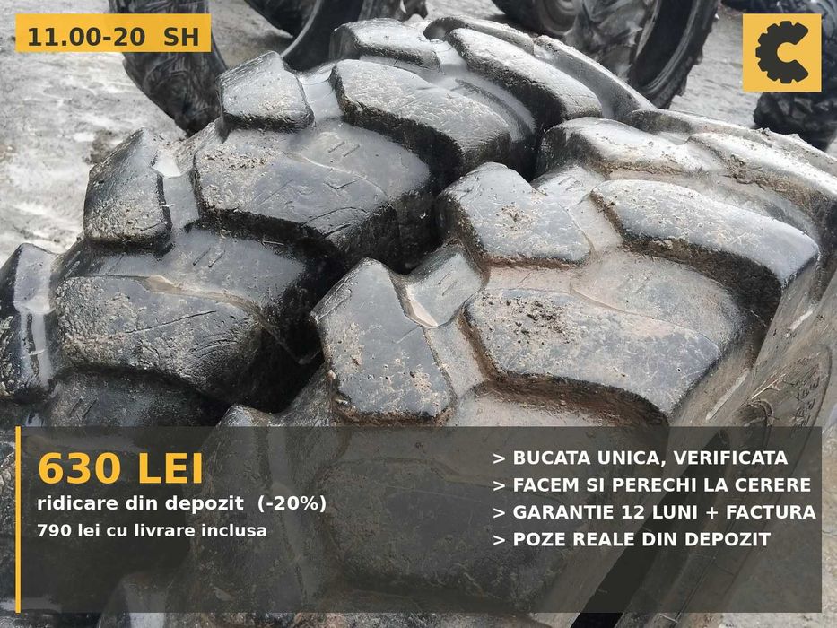 Anvelope 11.00-20 Liebherr Cauciucuri Camion Macara Basculanta 16PR SH GARANTIE Factura Roman DAC Terex