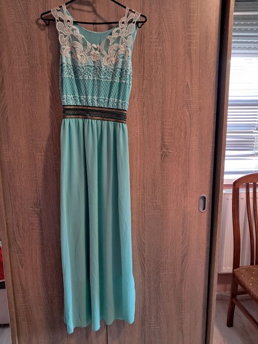 Рокля тюркоаз дълга