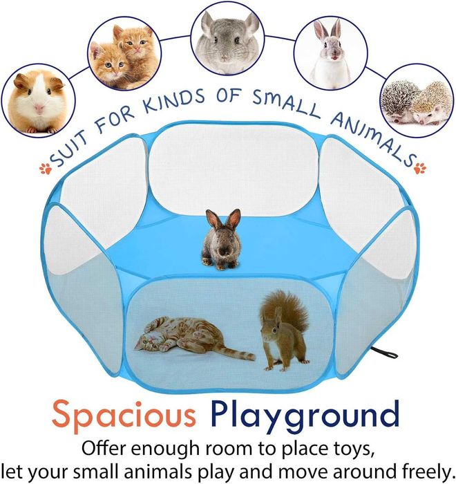 Pawaboo Преносима кошара за малки домашни любимци, класическо синьо