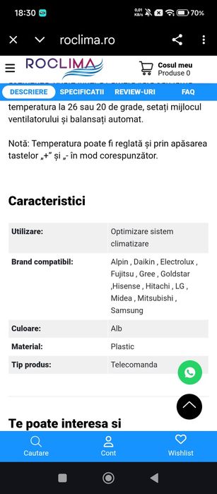 Telecomanda aer conditionat