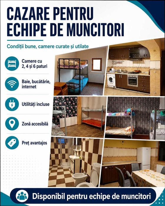 Oferim cazare pentru muncitori/echipe, condiții bune camere curate