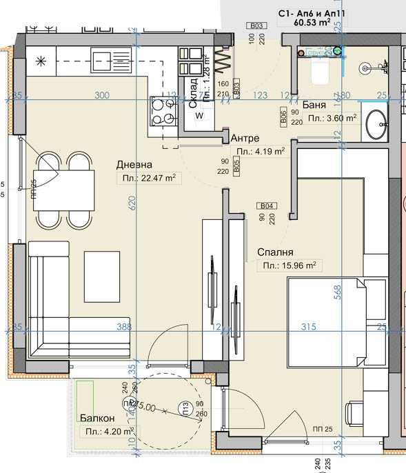 Продава се Двустаен апартамент в с. Марково, Област Пловдив - 68 кв.м за 904 €/кв.м - Снимка #3