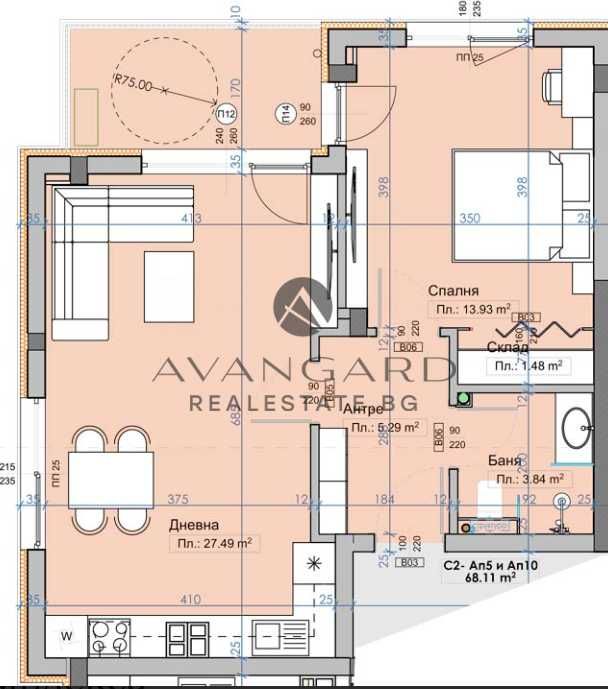 оф.24751 Двустаен апартамент/ Марково