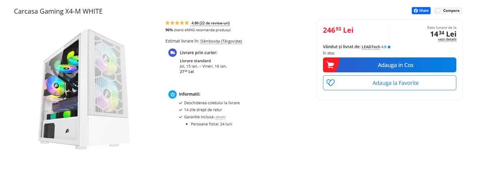 Vând Carcasă Gaming 1stPlayer + Răcire Lichid (AIO) inclusă