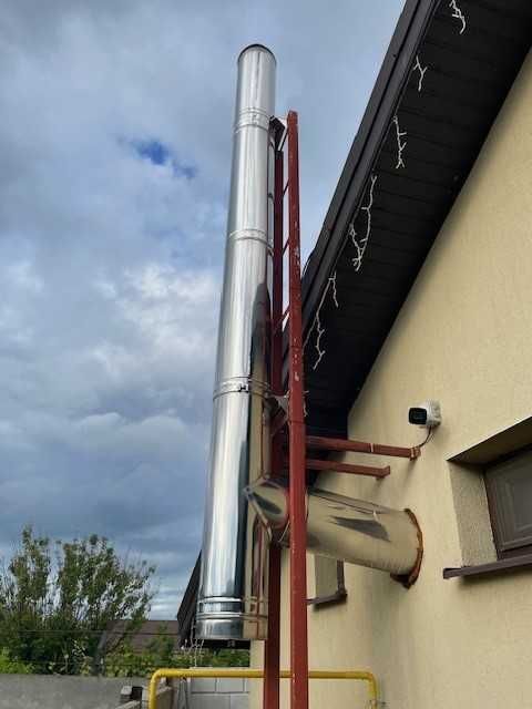 Cos fum inox izolat 4m (180mm) + racord + scara prindere / siguranta.