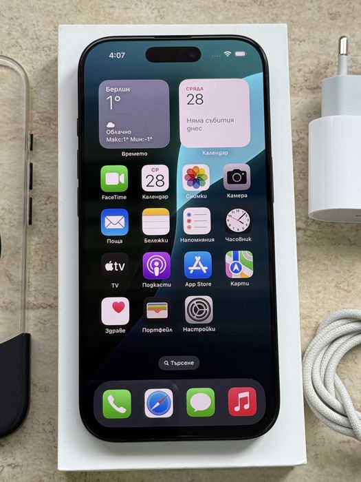 ПЕРФЕКТЕН! Apple iPhone 16 Pro 128GB Black Titanium 100% батерия