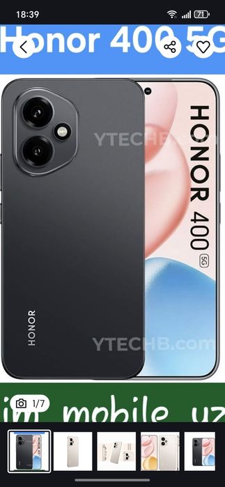 Срочно Honor 400 5g 12/256 сотилади холати хали янгидай идеал