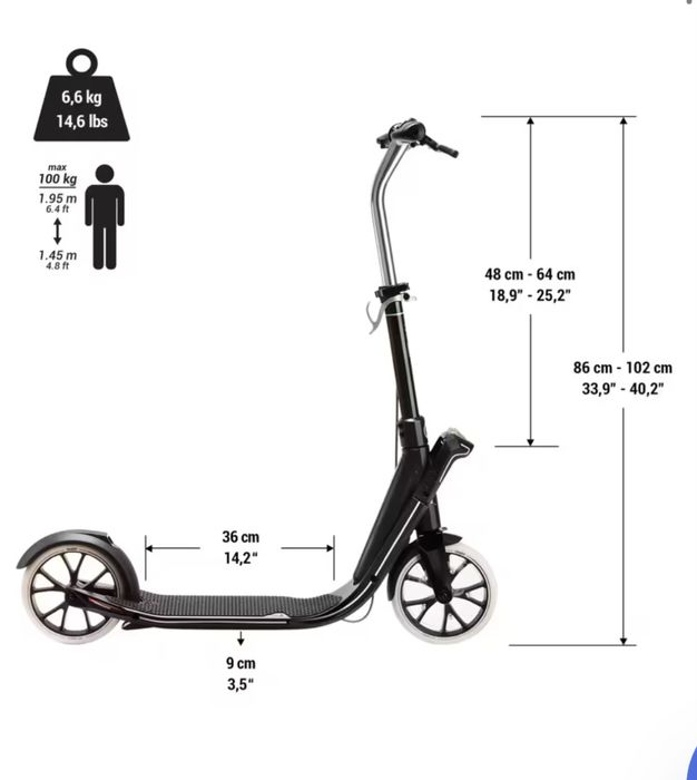 OXELO Town 7 EF V2 Adult Scooter - Sand Grey