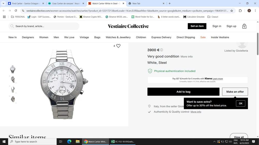 Cartier 21 Chronoscaph -Original