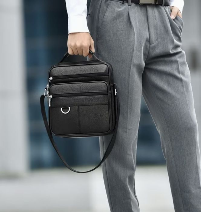 Мъжки стилни и делови кожени бизнес чанти /Универсални,черни и кафяви!