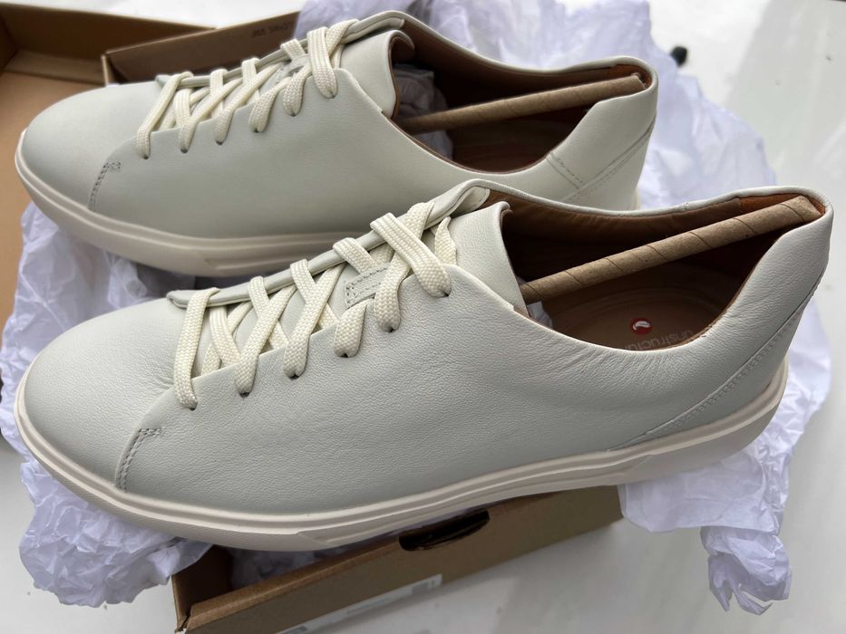 Clarks Una Costa Lace мъжки кожени обувки размер 43 бял, кафяв, син
