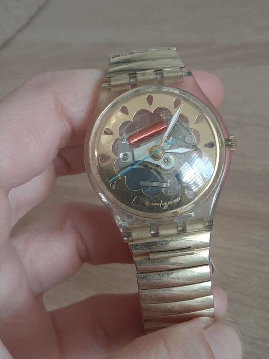 Ceas Swatch Jelly Fish (Vintage 1997) - Skeleton Gold, Curea Metalică