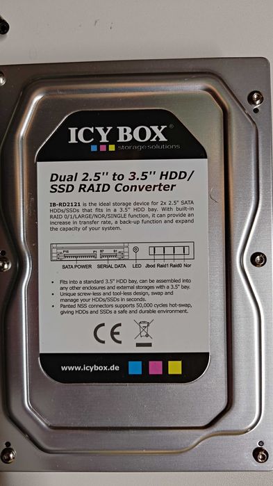 Хардуерен RAID Конвертор ICY BOX IB-RD2121Sts (2x 2.5" към 3.5" SATA)