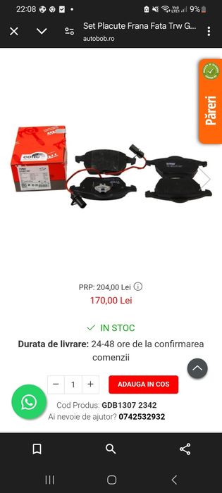 Set plăcute frână