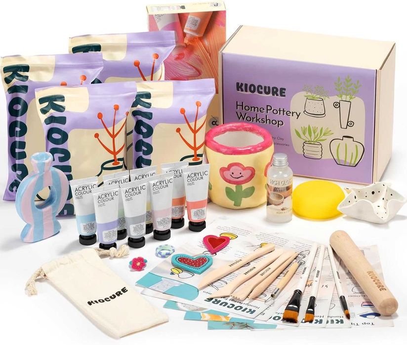Kiocure глина за сушене на въздух, комплект инструменти за грънчарство