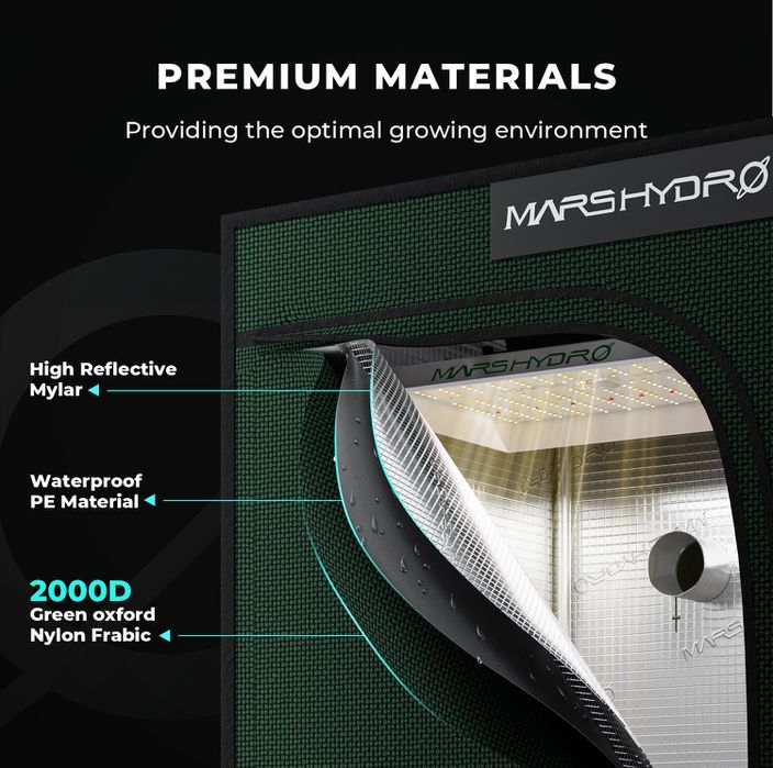 Growbox Mars Hydro 120x60x180 Premium 2000D - Nou - La Cutie - Garantie