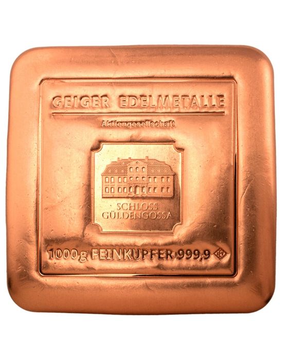 медно кюлче 
Оригинален меден слитък Geiger - 1 кг - лят квадратен .9999
Оригин