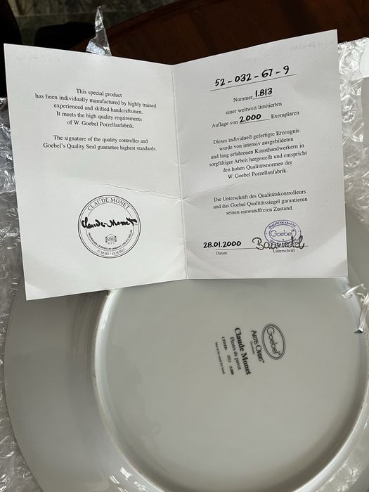 Farfurie Goebel Artis Orbis-Claude Monet -editie limitata 1813/2000