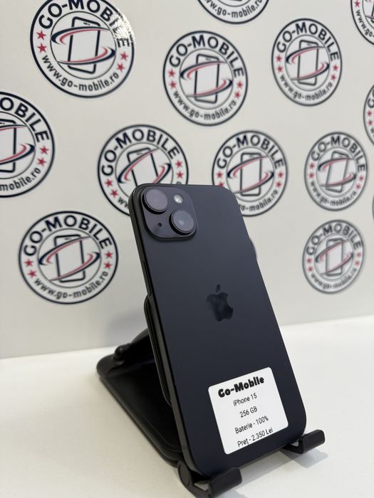iPhone 15 - 256GB - Negru - 100% - Impecabil - Garantie