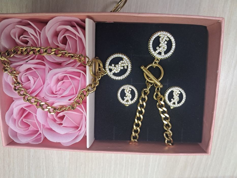 Set dama format din lanț, bratara și cercei