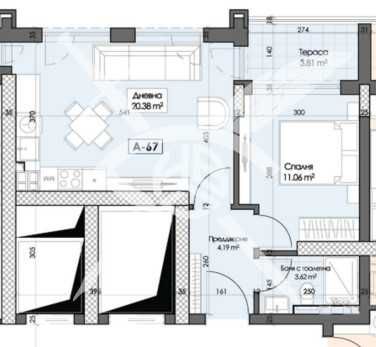 Двустаен апартамент в Кършияка