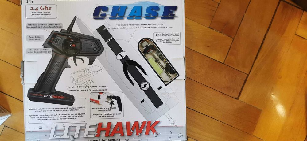Barcă RC Chase Litehawk 2.4GHz – raritate, fabricată în Canada, nouă