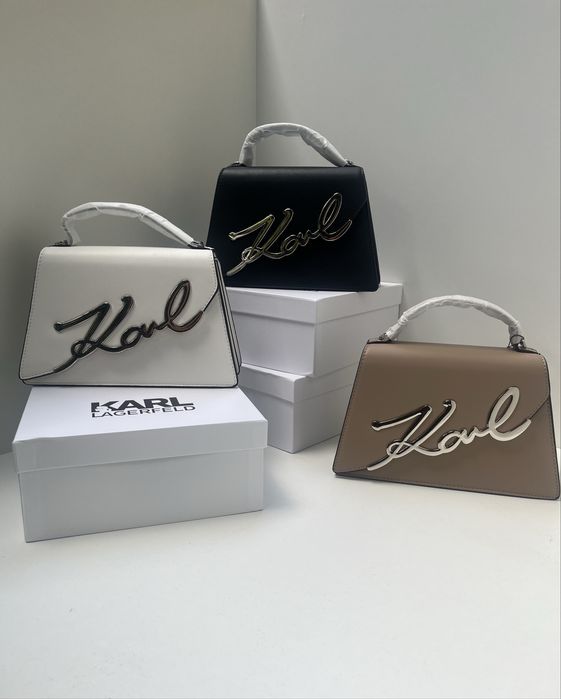 Geanta Karl Lagerfeld negru/alb/crem