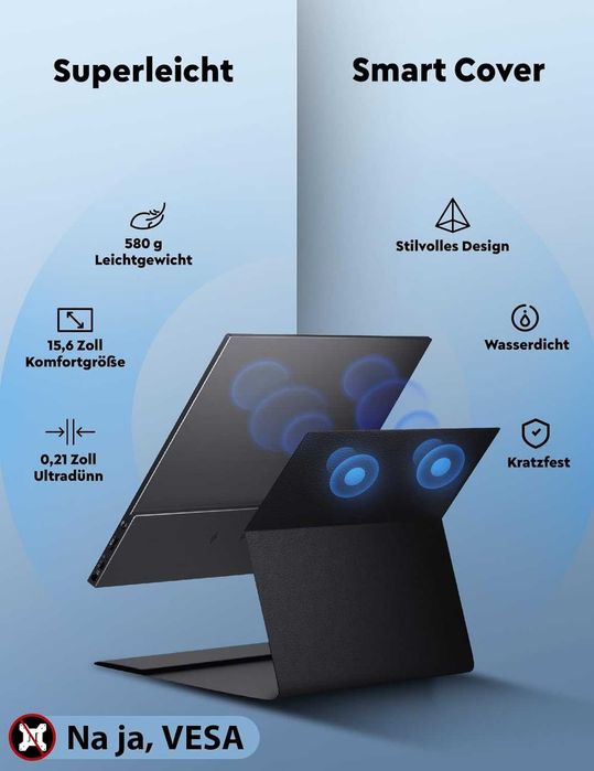 HONGO 15.6" преносим монитор 1080P FHD IPS черен