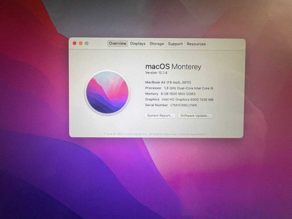 Macbook Air  13 (2017) - 8 GB ОЗУ,  256 GB SSD