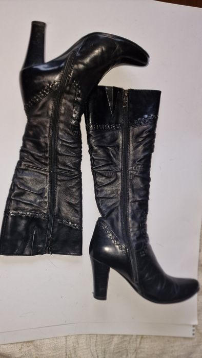 Cizme din piele moale strut  toc 8cm