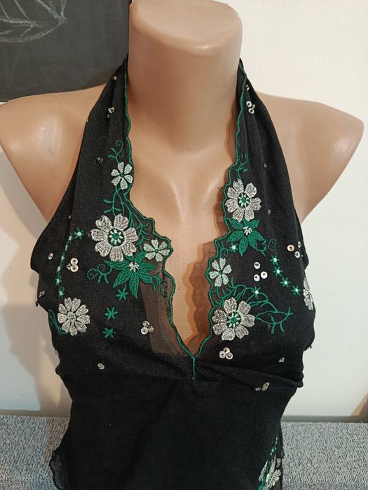 Bluza sexy Oasis cu flori și paiete gen anii 2000 mărimea M 38