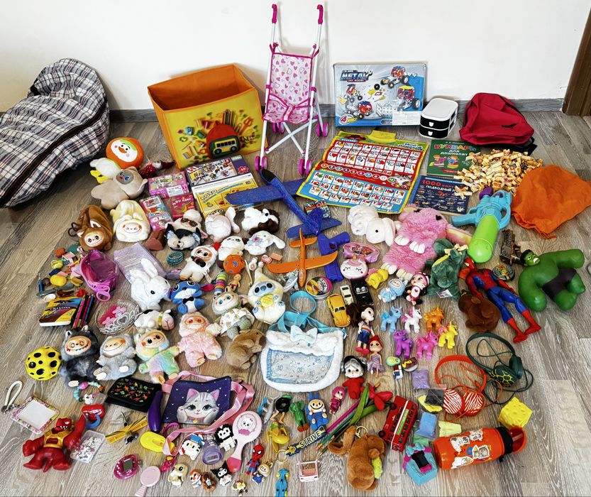 Пакет игрушек для мальчиков и для девочек, коляска, лабубу, машинки,