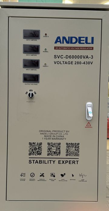 Продаю Стабилизатор напряжения ANDELI-АНДЕЛИ сQR-кодом SVC-60 kva-380V