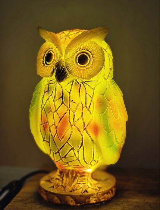 Декоративна LED нощна лампа бухал от смола 15 см. USB превключвател.