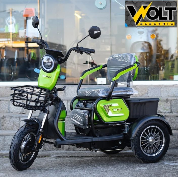 BULLMAX C1 MAX, триместна електрическа триколка, големи 10" гуми, аларма, 24 месеца гаранция