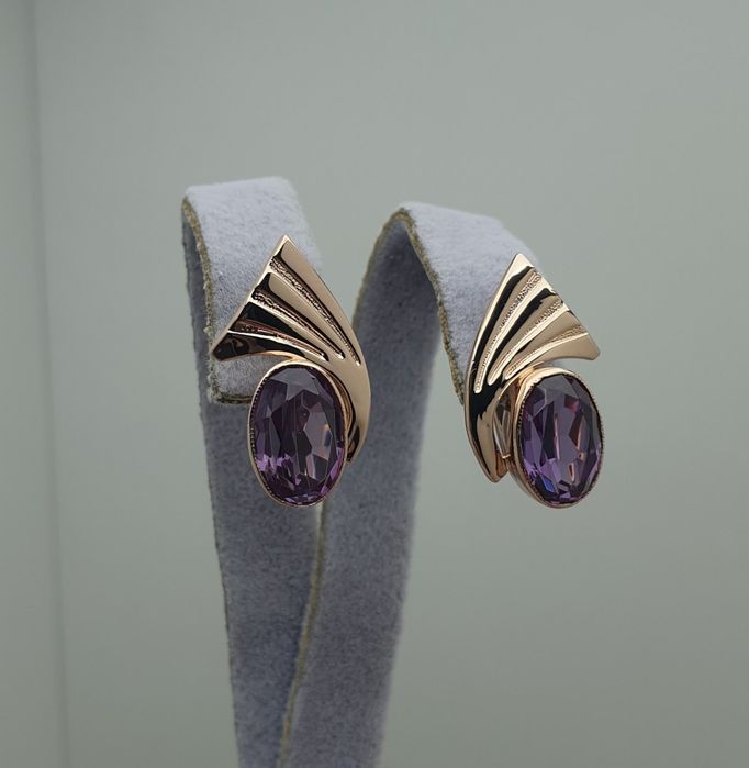 Cccр1990год Заводские серьги с Корунд Александритом 585пробы 7.85грам