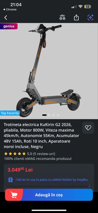 Trotineta electrica kukirin g2 2026 noua